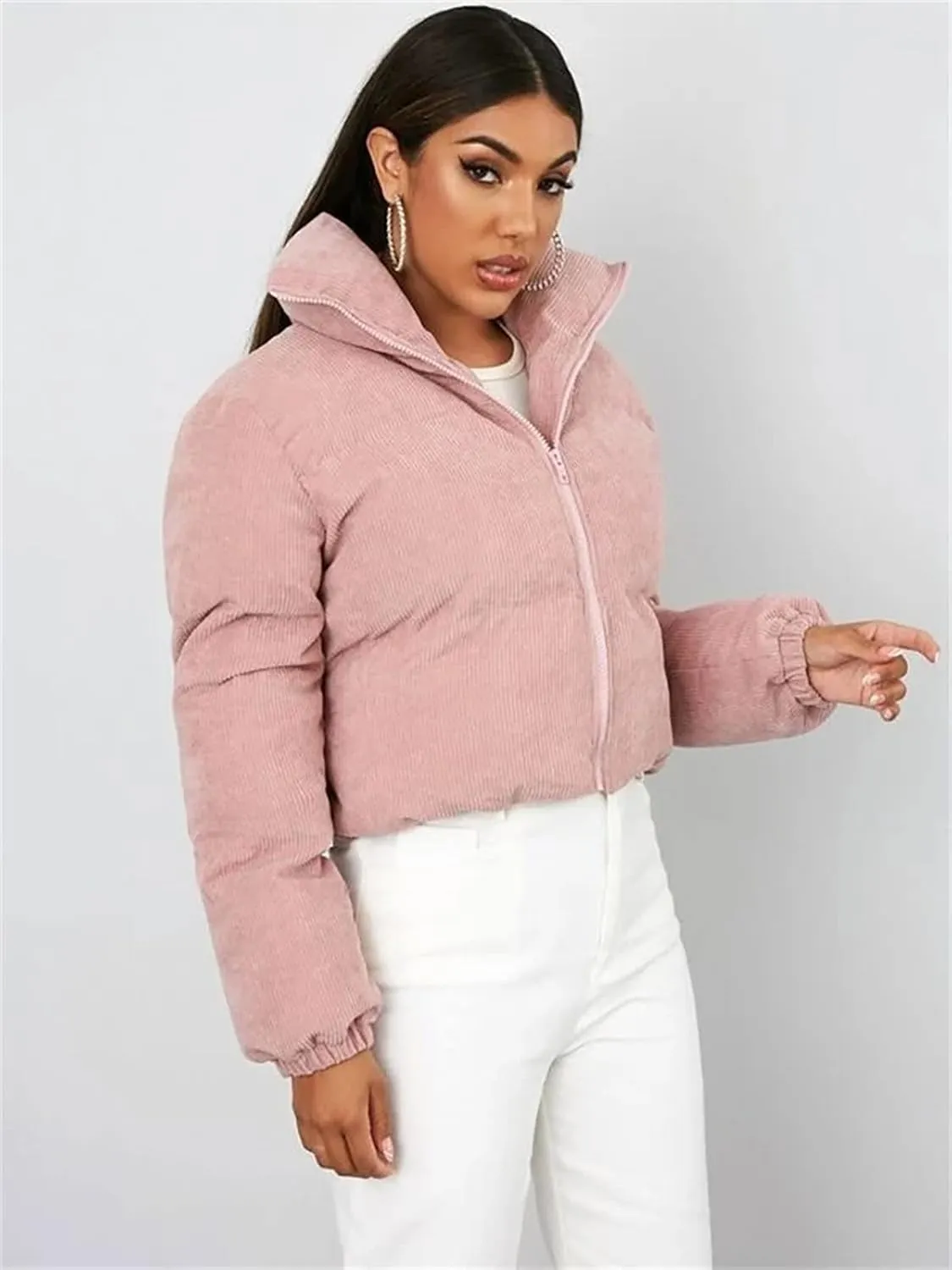 sandbank Women's Winter Parka Jacket Warm Stand Collar Cotton Quilted Down Coat