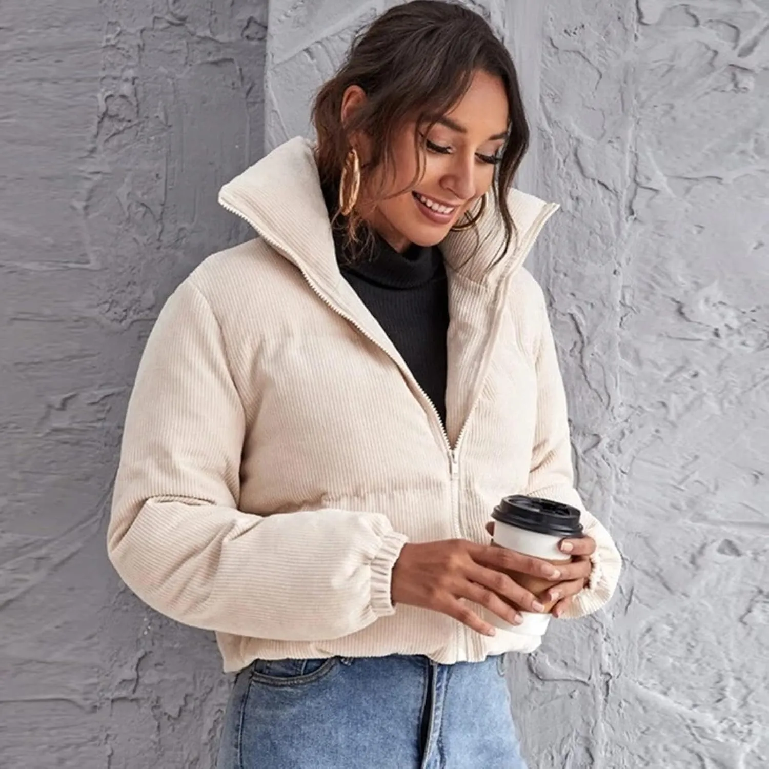 sandbank Women's Winter Parka Jacket Warm Stand Collar Cotton Quilted Down Coat