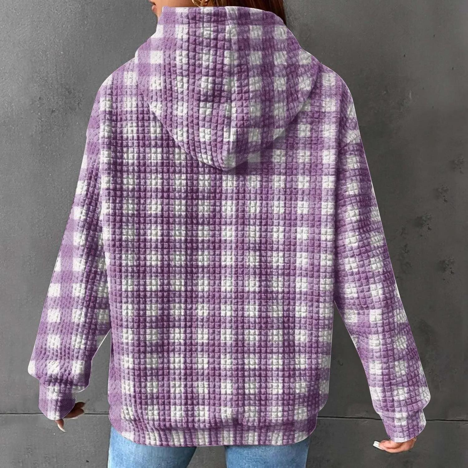 Soft Sweatshirts For Women Graphic Waffle Oversized Hoodies Casual Cute Drawstring Pullover Top Trendy Preppy Clothes