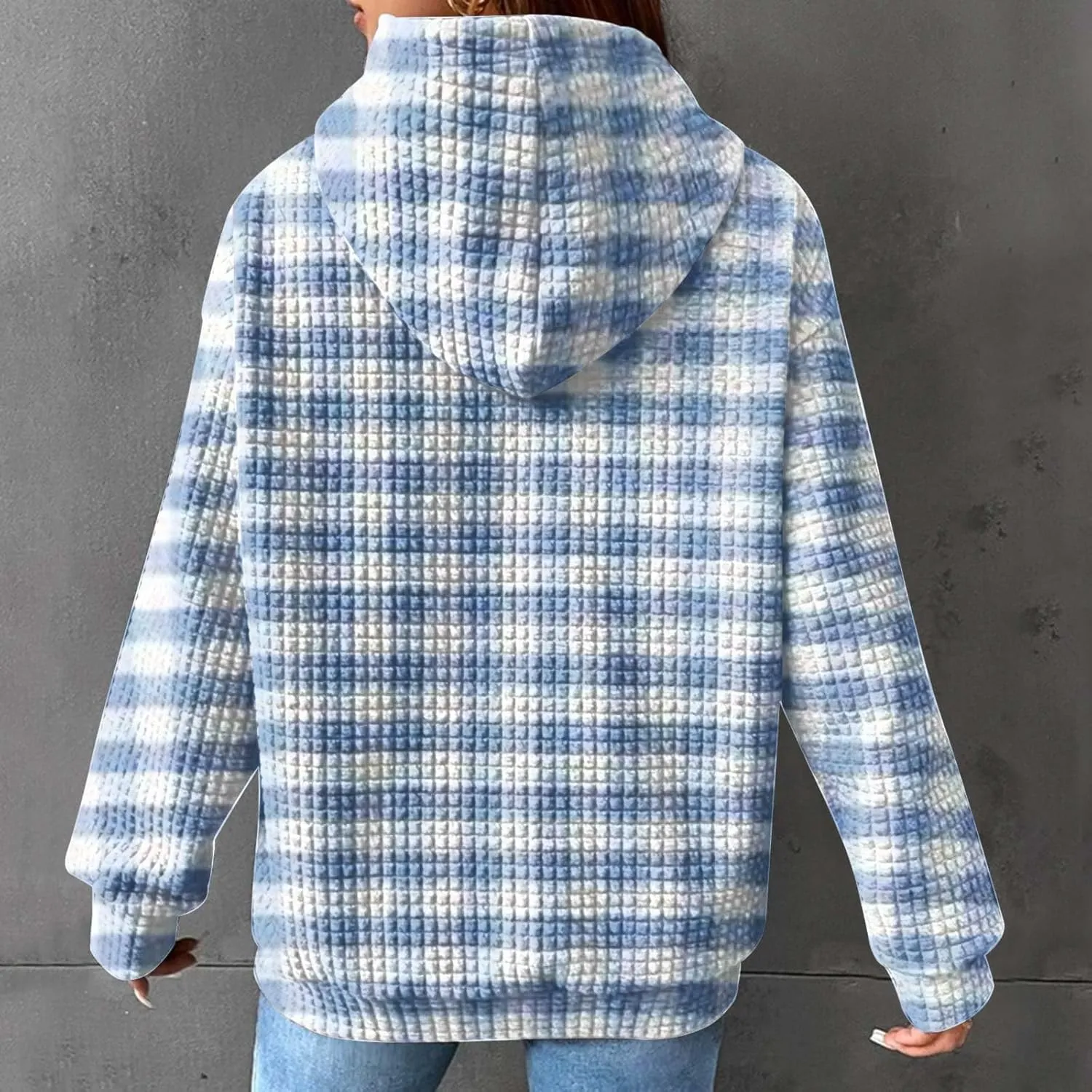 Soft Sweatshirts For Women Graphic Waffle Oversized Hoodies Casual Cute Drawstring Pullover Top Trendy Preppy Clothes