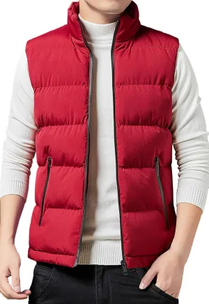 Spanye Men's Puffer Vests Quilted Warm Waistcoat Full-zip Packable Cotton Padded Jacket