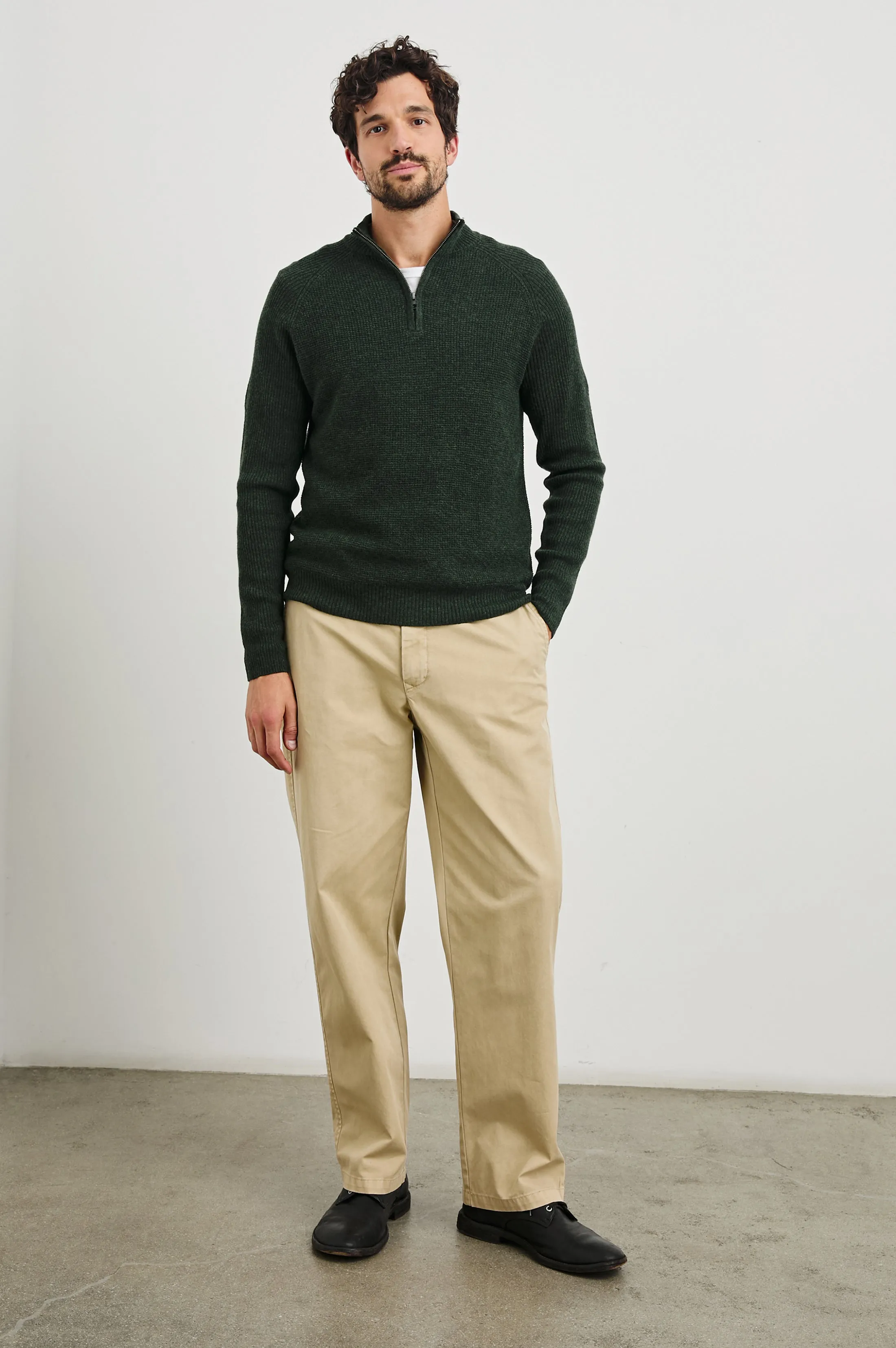 STARK QUARTER ZIP - OLIVE MELANGE