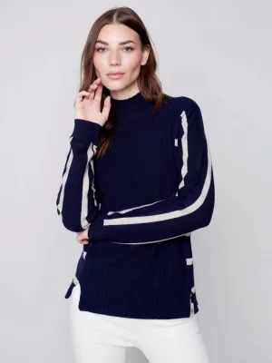 Striped Mock Neck Sweater