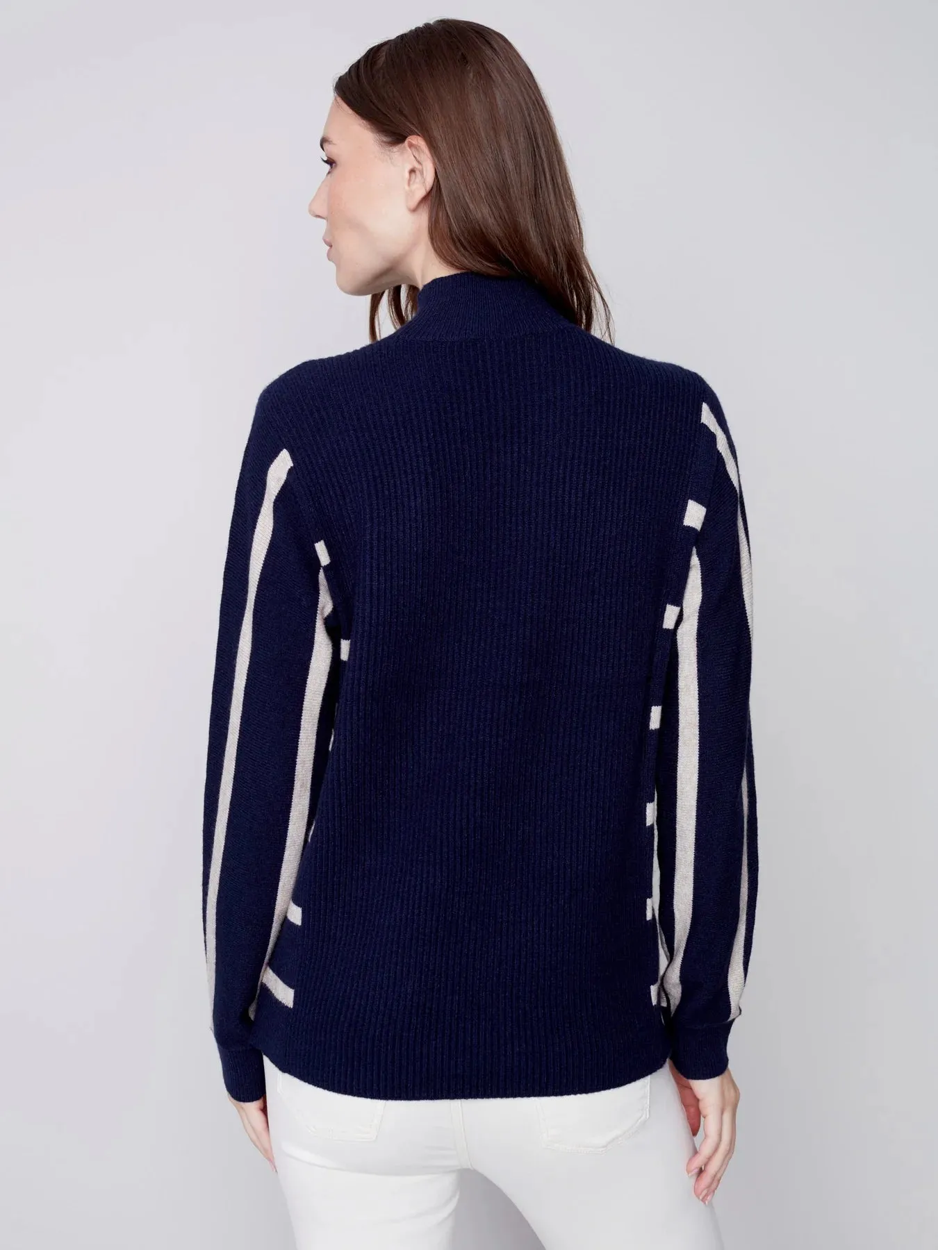 Striped Mock Neck Sweater