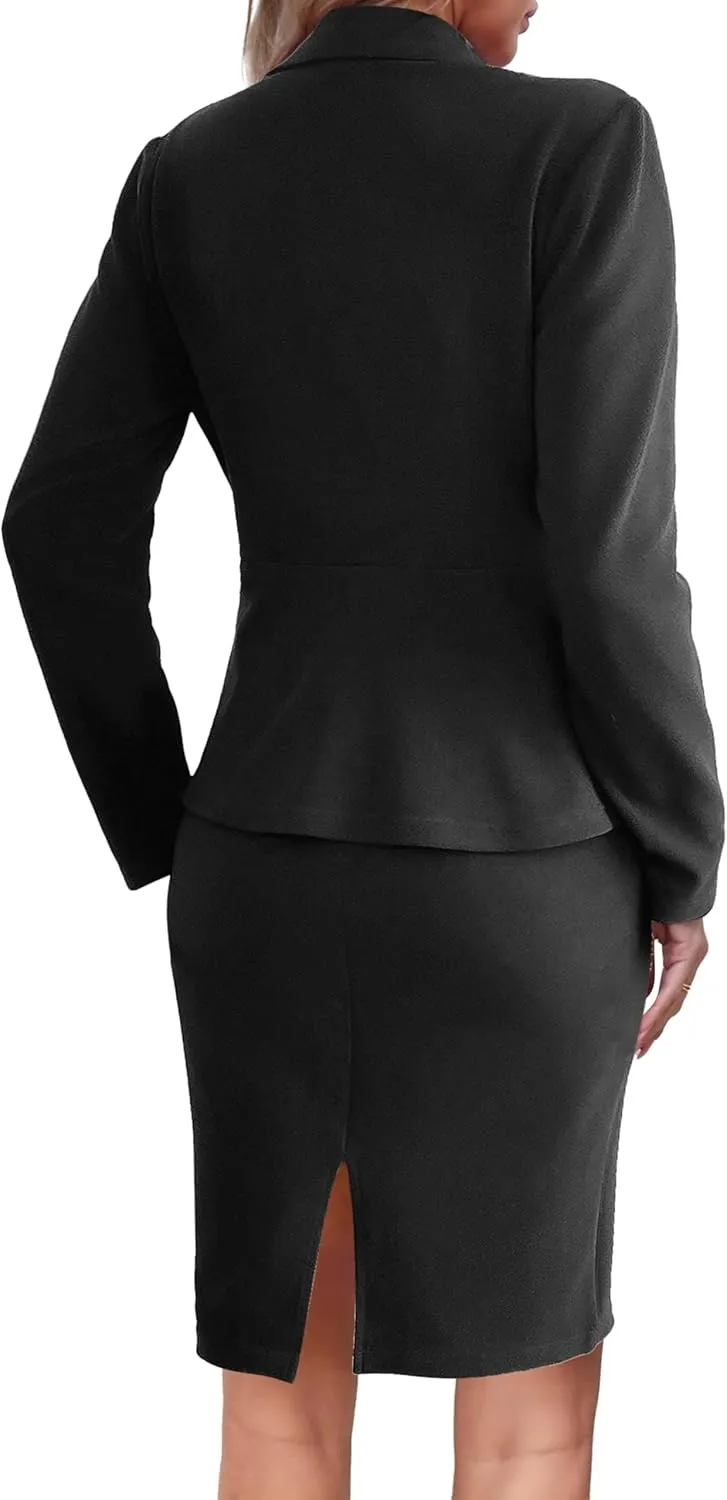 Two Piece Business Suit for Women Elegant Blazer Jacket and Skirt Sets Work Formal Office Clothing Sets