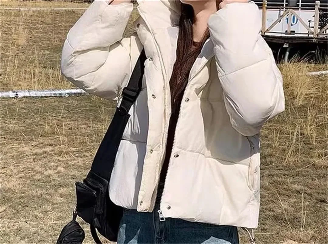 Women Pocket Parkas Zipper Cardigan Hooded Cotton-Padded Thickened Warm Snow Wear Coat Thermal Jacket