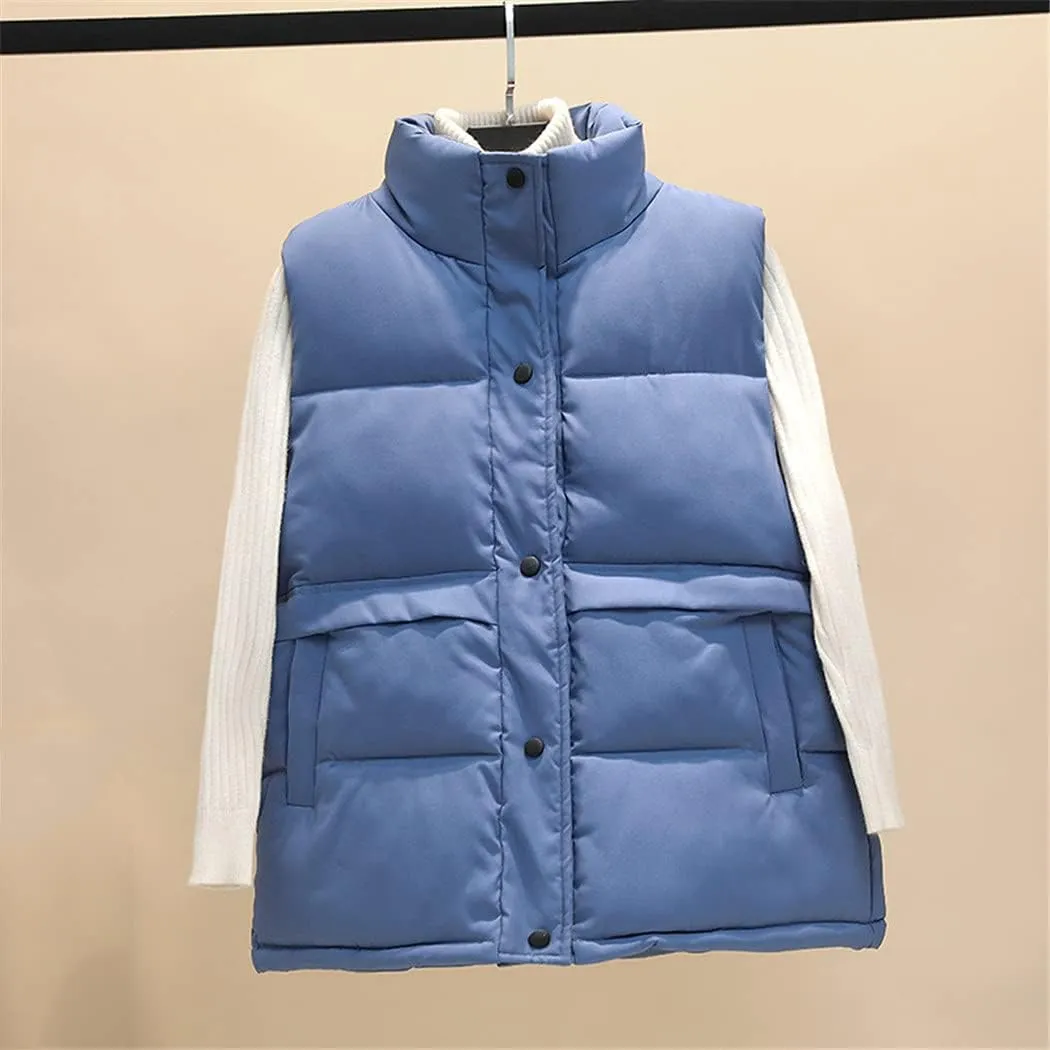 Women Sleeveless Vest Winter Korean Warm Down Cotton Padded Jacket Coat Parkas Waistcoat Veste