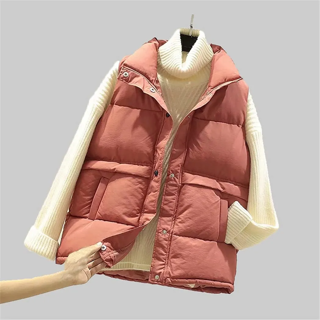 Women Sleeveless Vest Winter Korean Warm Down Cotton Padded Jacket Coat Parkas Waistcoat Veste