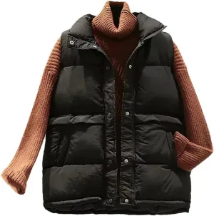 Women Sleeveless Vest Winter Korean Warm Down Cotton Padded Jacket Coat Parkas Waistcoat Veste