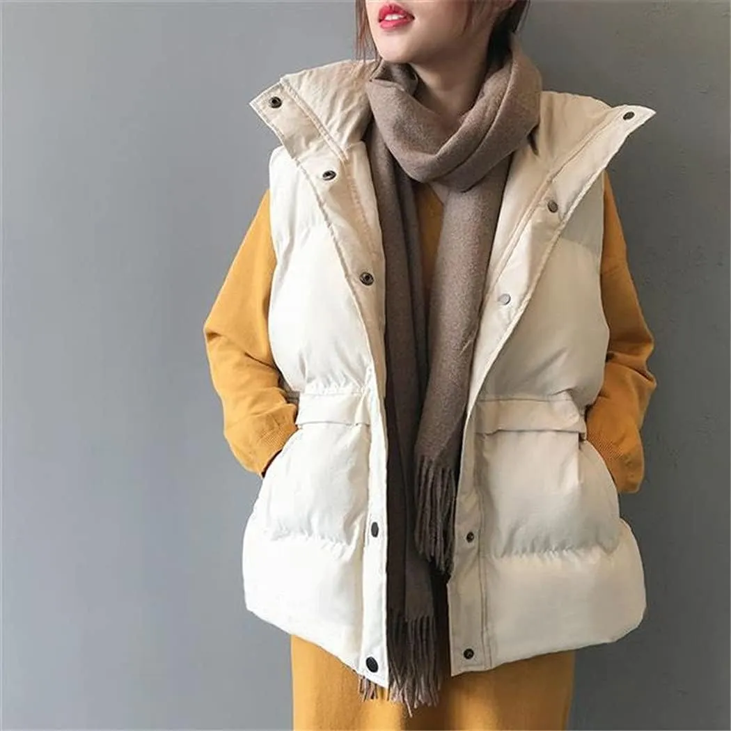 Women Sleeveless Vest Winter Korean Warm Down Cotton Padded Jacket Coat Parkas Waistcoat Veste