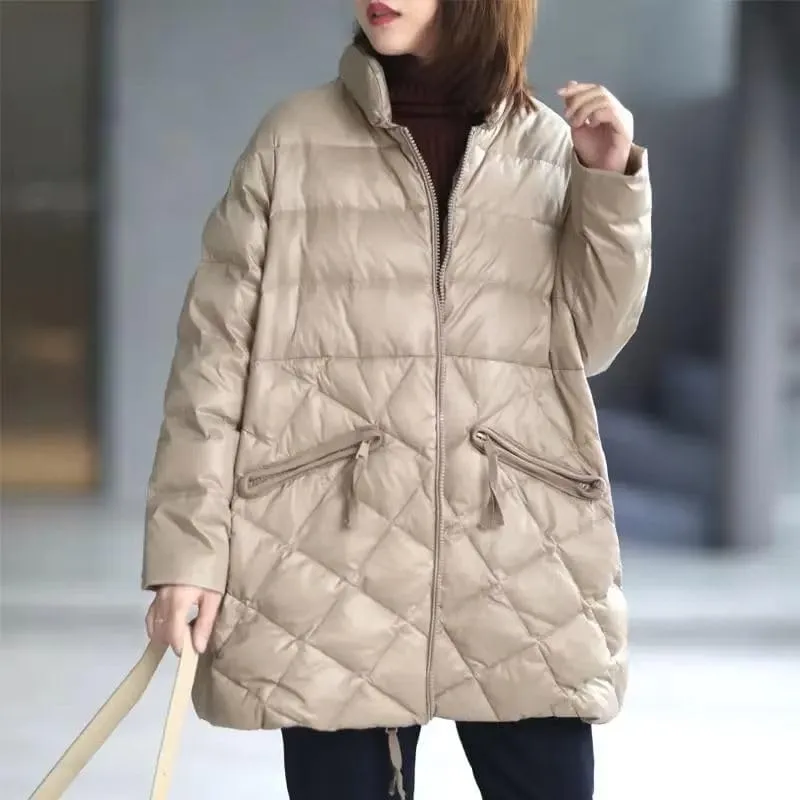Women Thicke Cotton Padded Coat Autumn Winter Jacket Cotton Loose Mid Long Outerwear Female ParkasTops