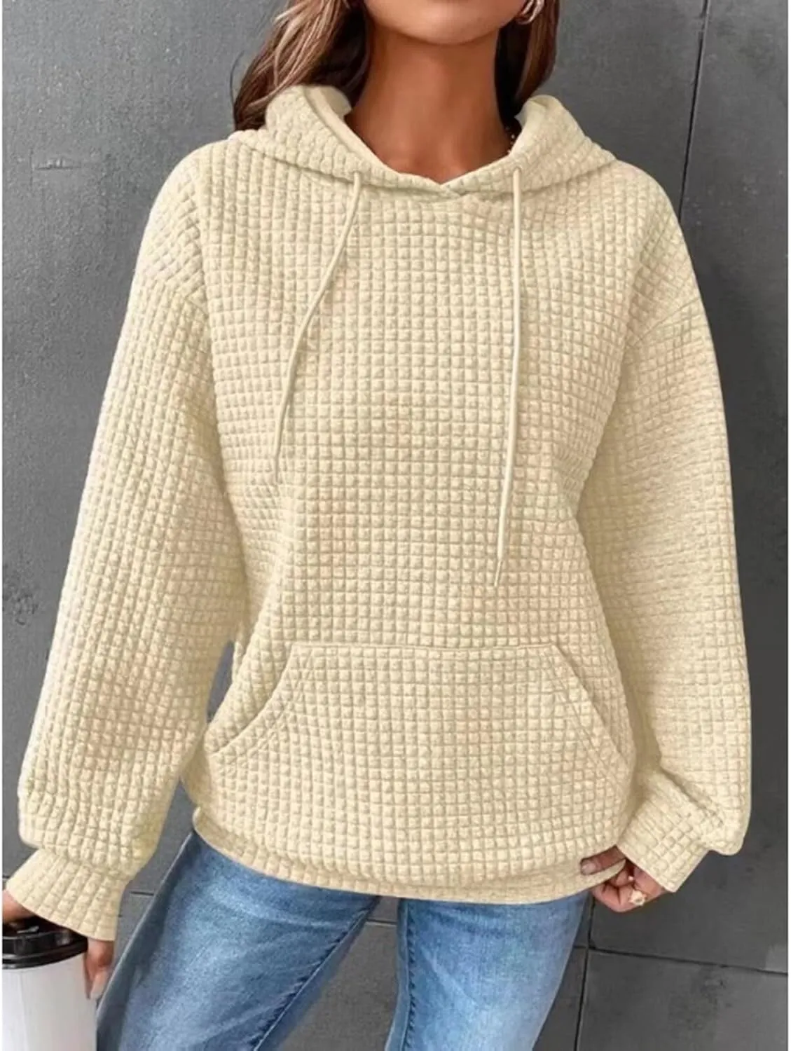 Womens Checkered Hoodies Trendy 2024 Hooded Sweatshirts Soft Hoodies Loose Fit with Pockets Casual Pullover Tops