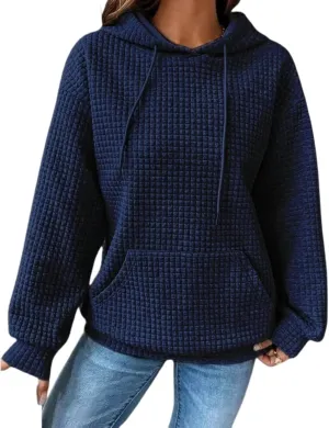 Womens Checkered Hoodies Trendy 2024 Hooded Sweatshirts Soft Hoodies Loose Fit with Pockets Casual Pullover Tops