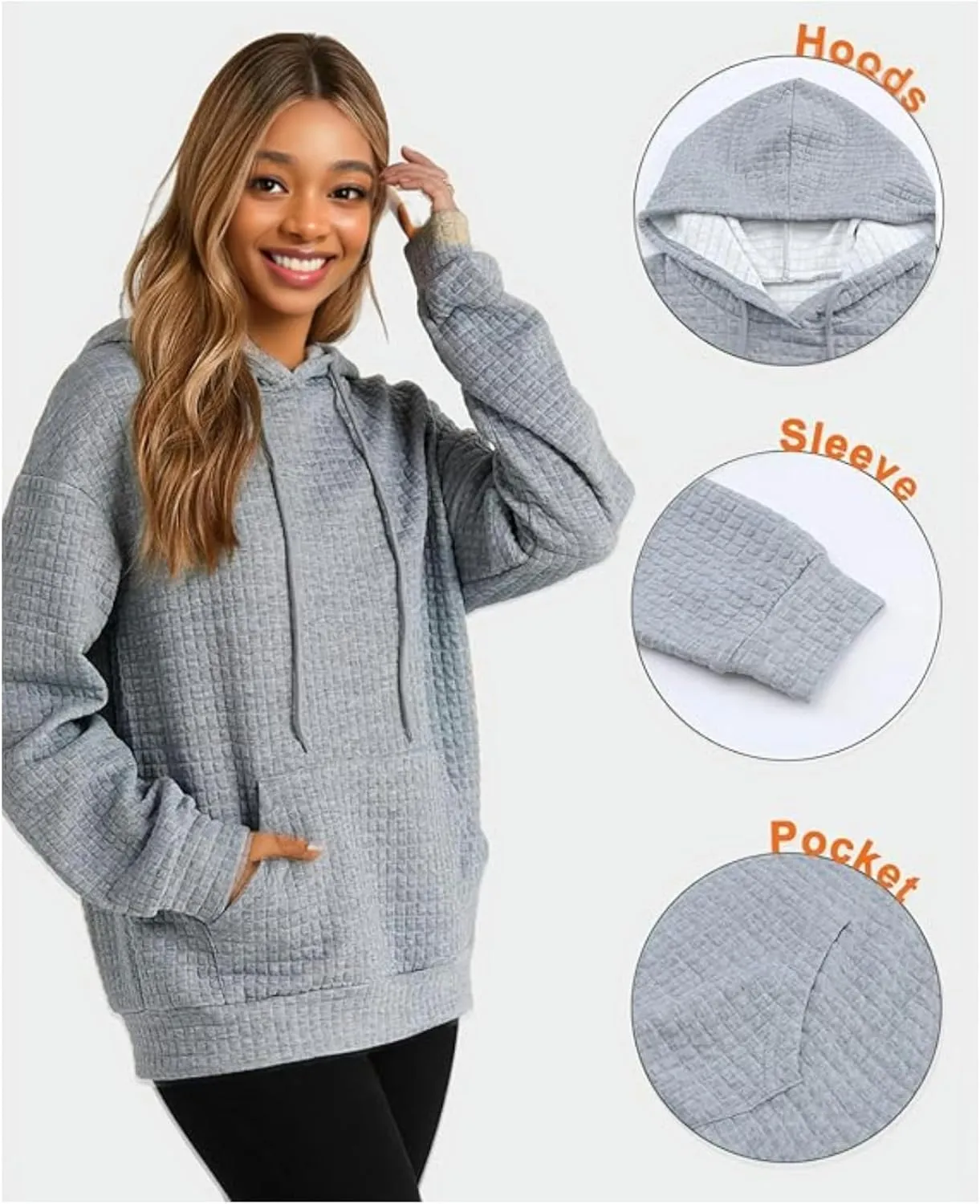 Womens Checkered Hoodies Trendy 2024 Hooded Sweatshirts Soft Hoodies Loose Fit with Pockets Casual Pullover Tops