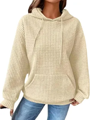 Womens Checkered Hoodies Trendy 2024 Hooded Sweatshirts Soft Hoodies Loose Fit with Pockets Casual Pullover Tops