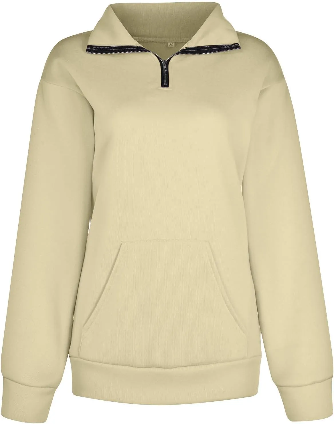 Womens Oversized Half Zip Sweatshirt Casual Long Sleeve Solid Color Soft Sweatshirt Pullover Jacket with Pocket