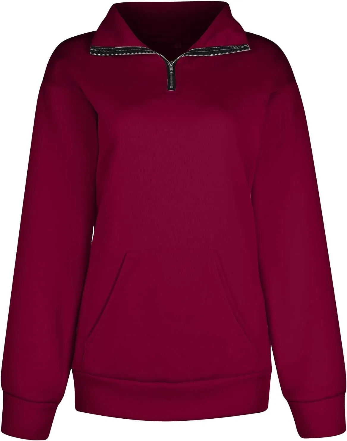 Womens Oversized Half Zip Sweatshirt Casual Long Sleeve Solid Color Soft Sweatshirt Pullover Jacket with Pocket