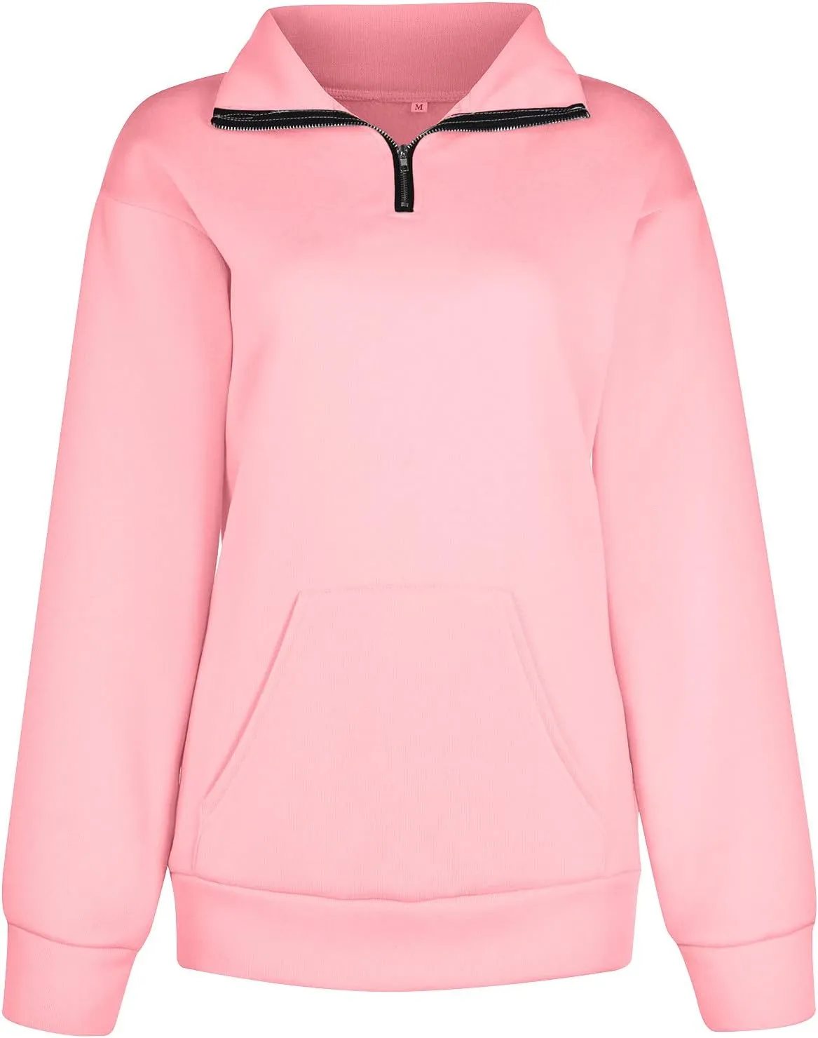 Womens Oversized Half Zip Sweatshirt Casual Long Sleeve Solid Color Soft Sweatshirt Pullover Jacket with Pocket