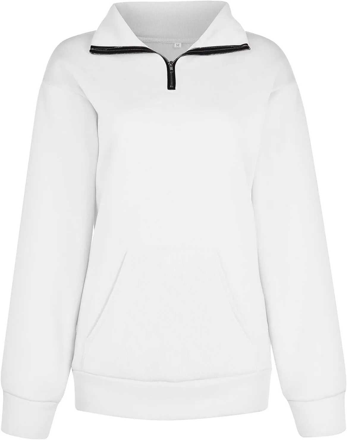 Womens Oversized Half Zip Sweatshirt Casual Long Sleeve Solid Color Soft Sweatshirt Pullover Jacket with Pocket