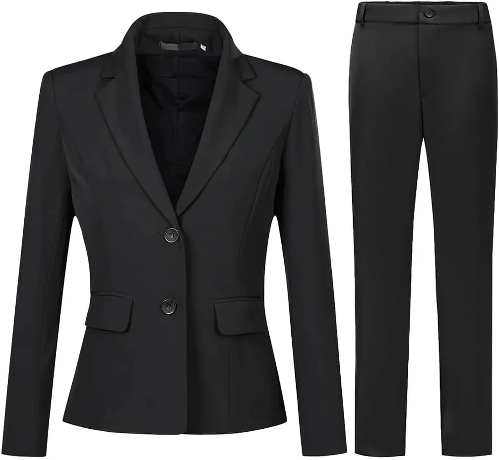 YUNCLOS Womens Formal Two Piece Office Lady Suit Set Work Blazer Jacket Pant
