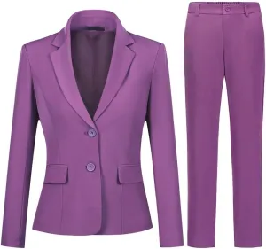 YUNCLOS Womens Formal Two Piece Office Lady Suit Set Work Blazer Jacket Pant