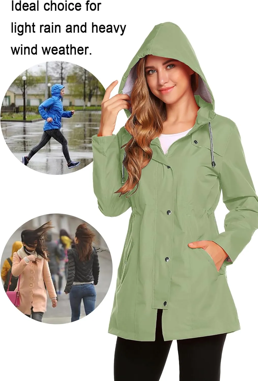 ZHENWEI Womens Lightweight Hooded Waterproof Active Outdoor Rain Jacket S-XXL