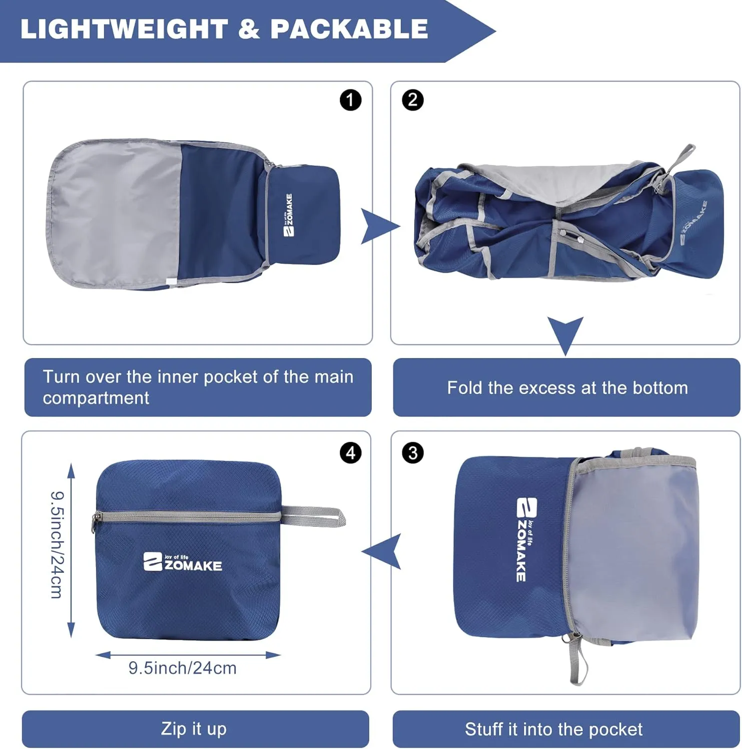 ZOMAKE Lightweight Packable Backpack 35L, Foldable Backpacks Water Resistant Collapsible Light Daypack for Hiking