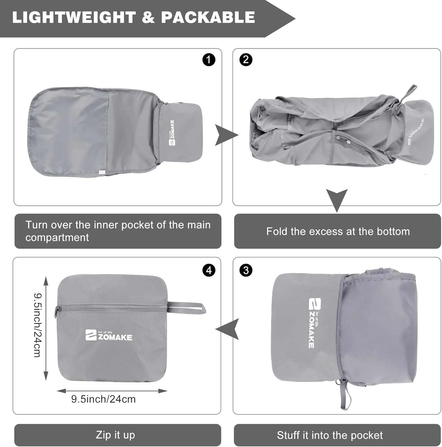ZOMAKE Lightweight Packable Backpack 35L, Foldable Backpacks Water Resistant Collapsible Light Daypack for Hiking